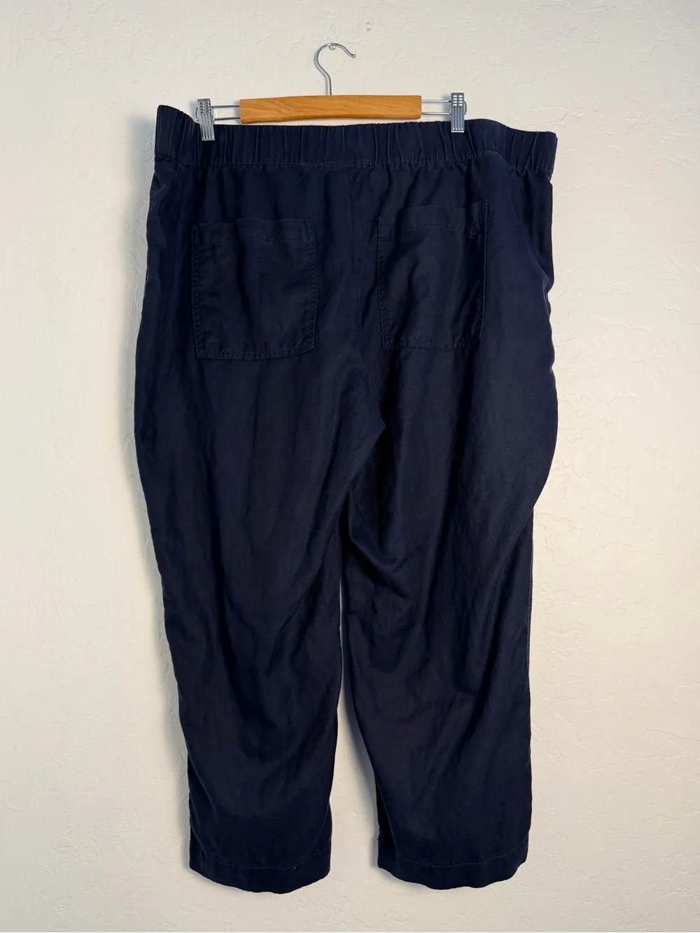 Banana Republic Women's XXL Navy Blue Tencel Linen Chino PullOn Minimalist Pants